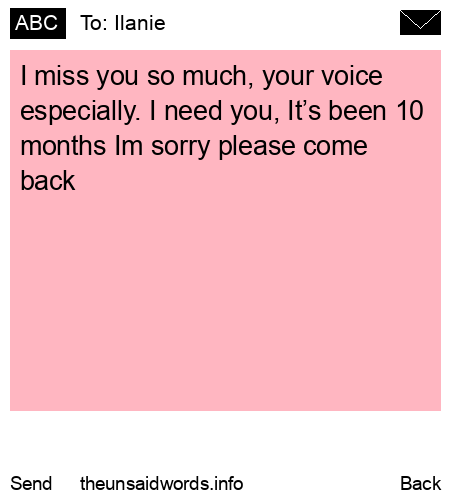 unsent message to Ilanie