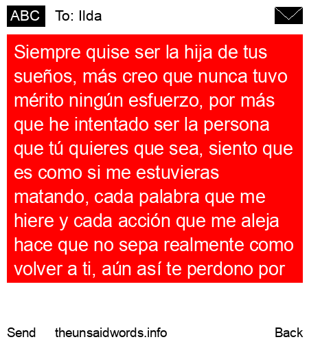 unsent message to Ilda