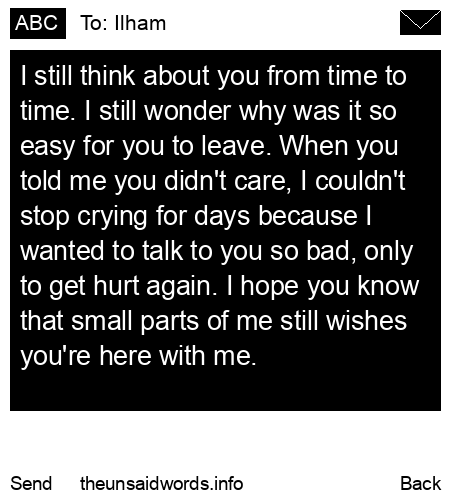 unsent message to Ilham