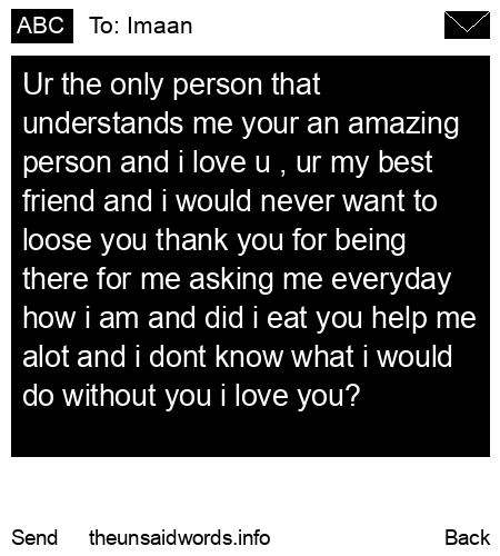 unsent message to Imaan