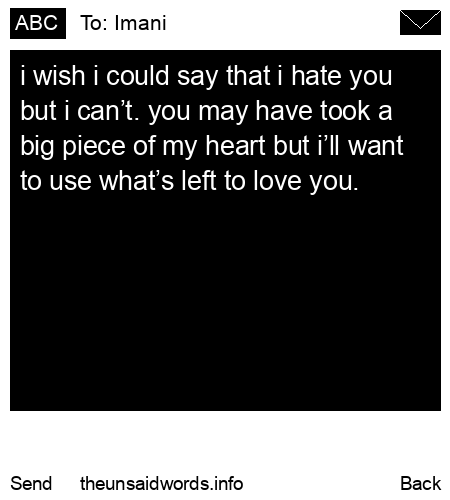 unsent message to Imani