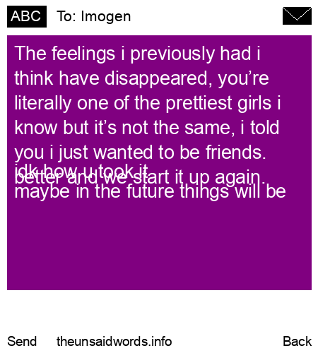 unsent message to Imogen
