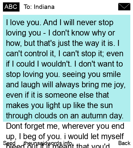 unsent message to Indiana