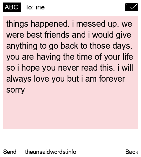 unsent message to irie