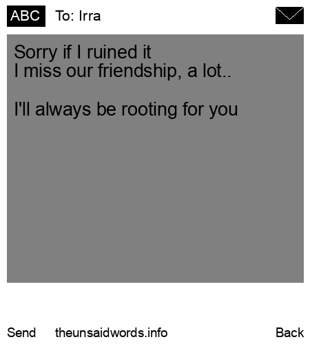 unsent message to Irra
