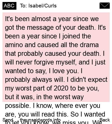 unsent message to Isabel/Curls
