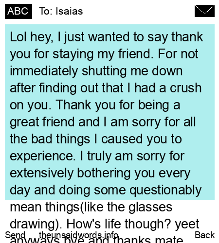 unsent message to Isaias