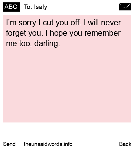 unsent message to Isaly