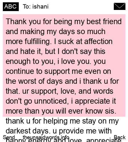unsent message to ishani