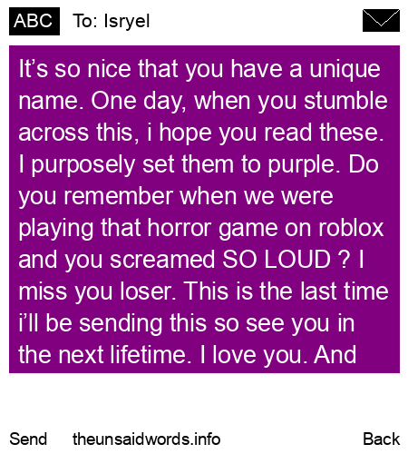 unsent message to Isryel