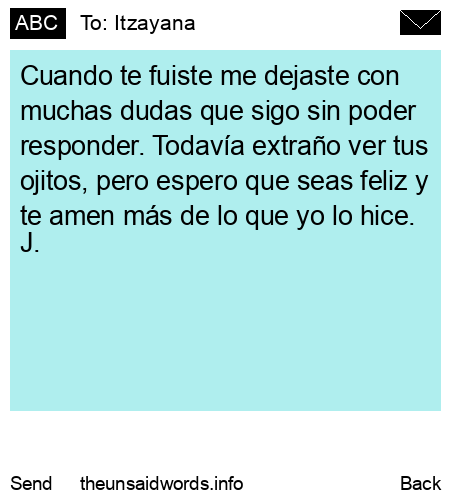 unsent message to Itzayana