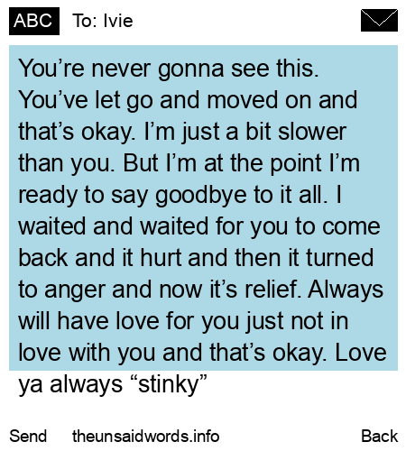 unsent message to Ivie
