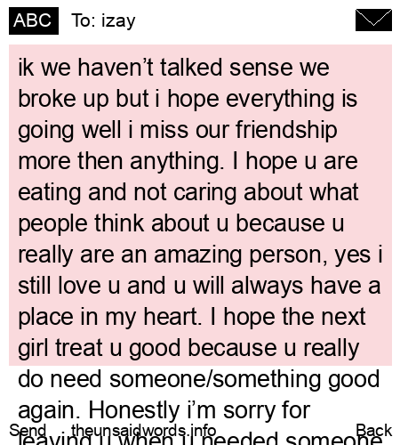 unsent message to izay