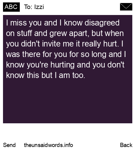 unsent message to Izzi
