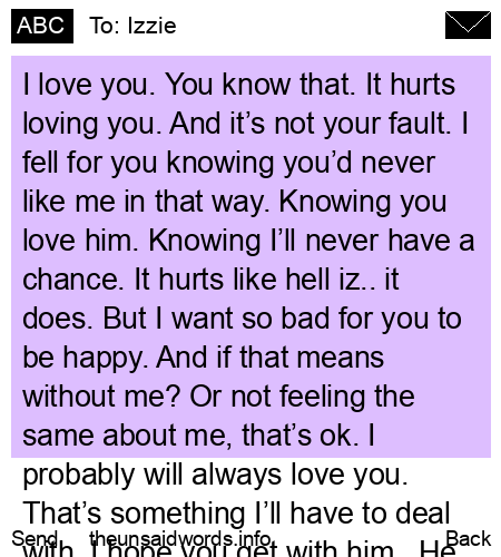 unsent message to Izzie