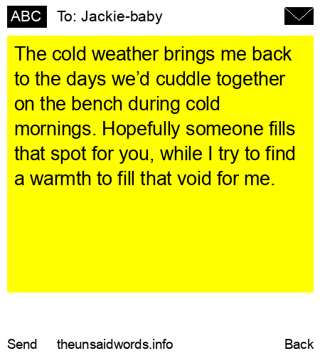 unsent message to Jackie-baby