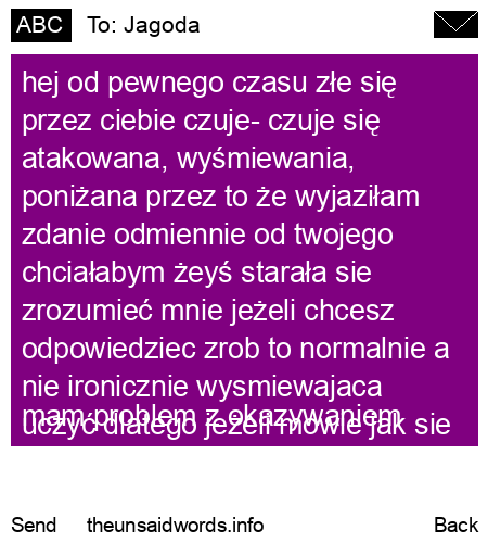 unsent message to Jagoda