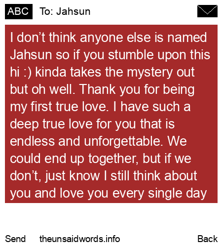 unsent message to Jahsun