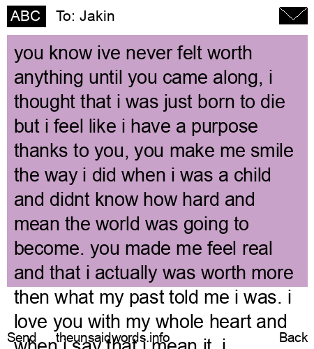 unsent message to Jakin