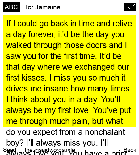 unsent message to Jamaine