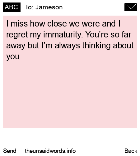 unsent message to Jameson