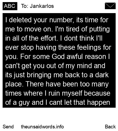 unsent message to Jankarlos