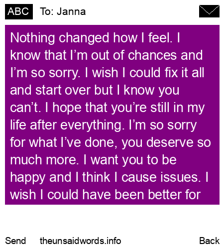 unsent message to Janna