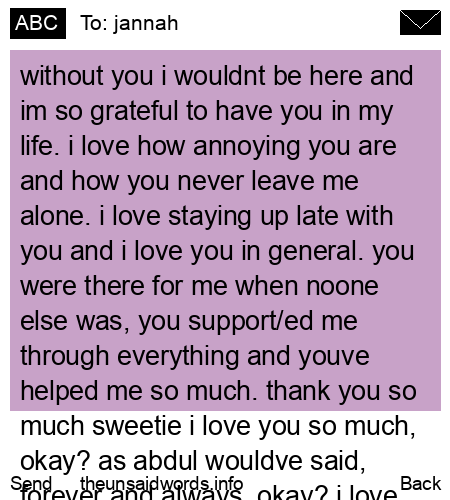 unsent message to jannah