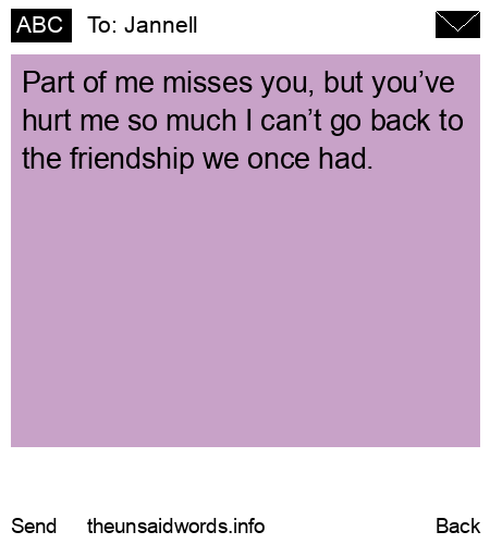 unsent message to Jannell