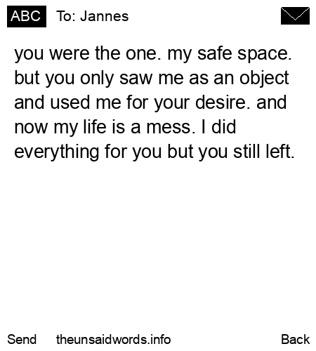 unsent message to Jannes