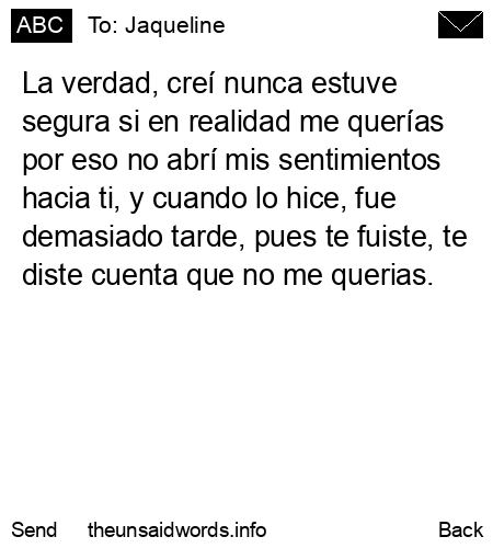 unsent message to Jaqueline