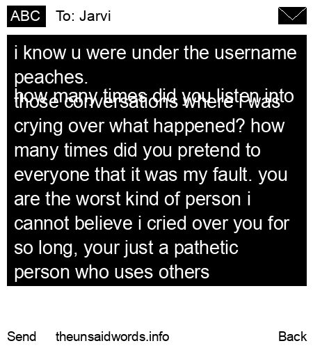 unsent message to Jarvi