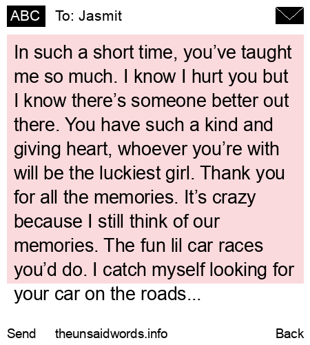 unsent message to Jasmit