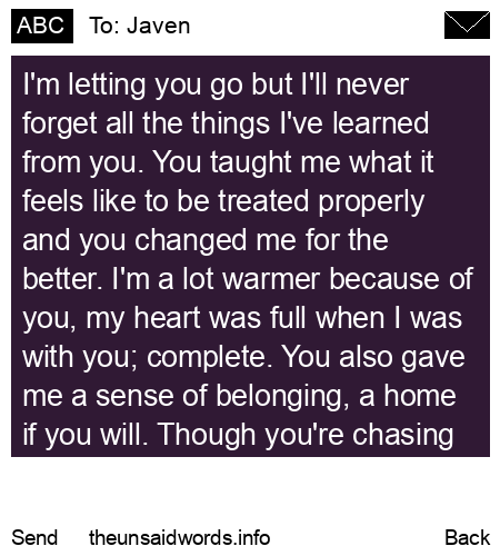 unsent message to Javen