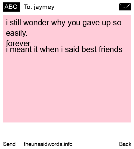 unsent message to jaymey