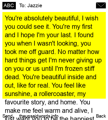 unsent message to Jazzie