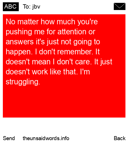 unsent message to jbv