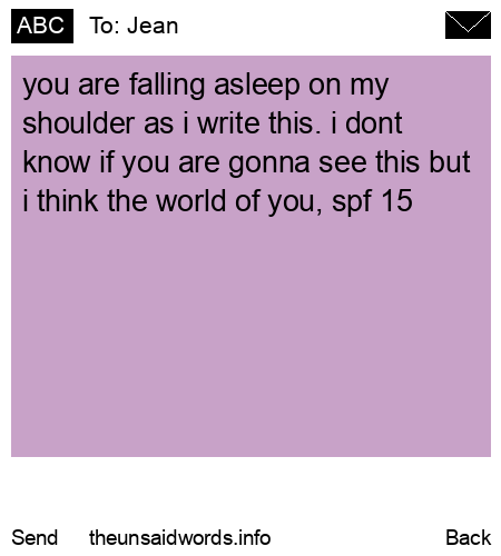 unsent message to Jean