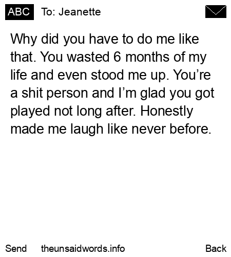 unsent message to Jeanette