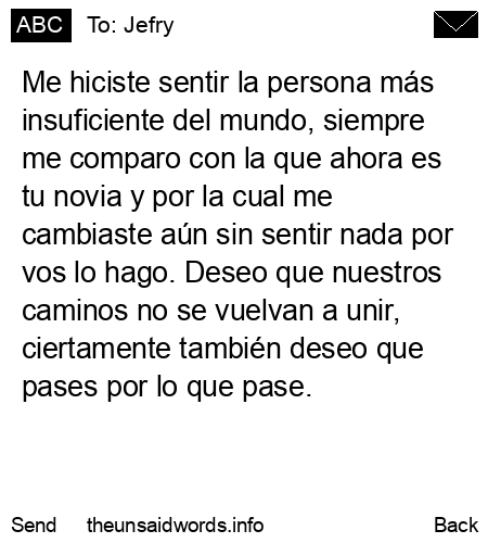 unsent message to Jefry