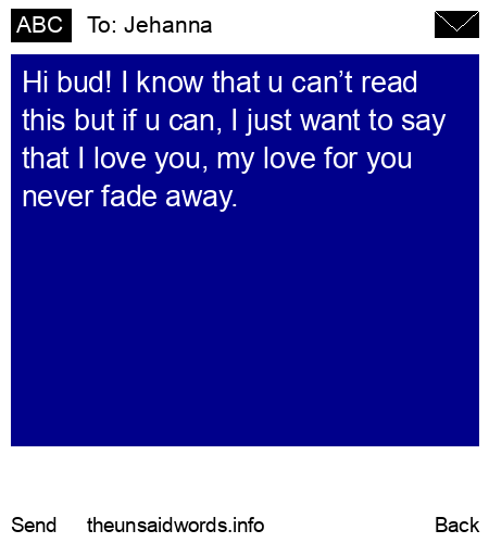 unsent message to Jehanna