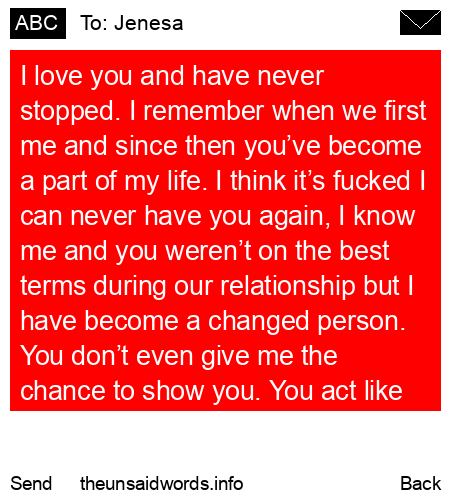 unsent message to Jenesa