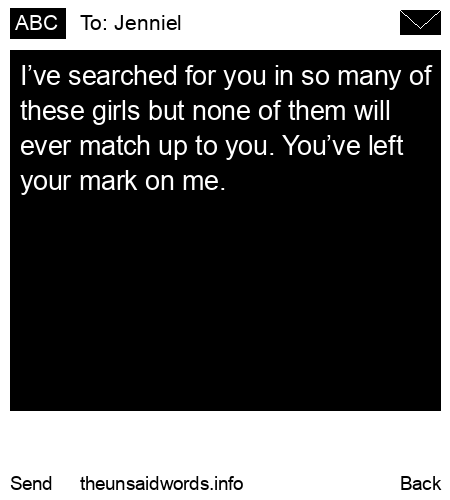 unsent message to Jenniel