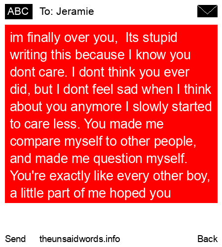 unsent message to Jeramie