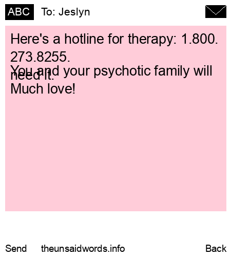 unsent message to Jeslyn