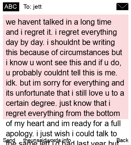 unsent message to jett
