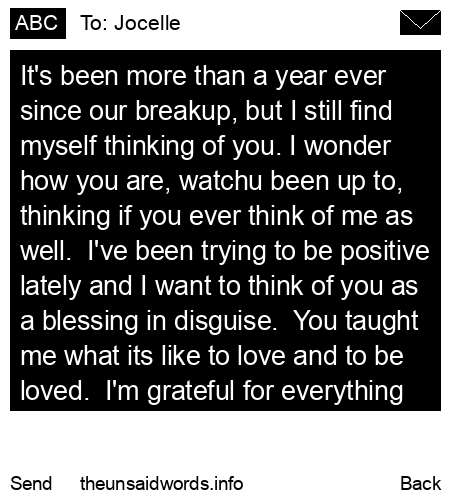 unsent message to Jocelle