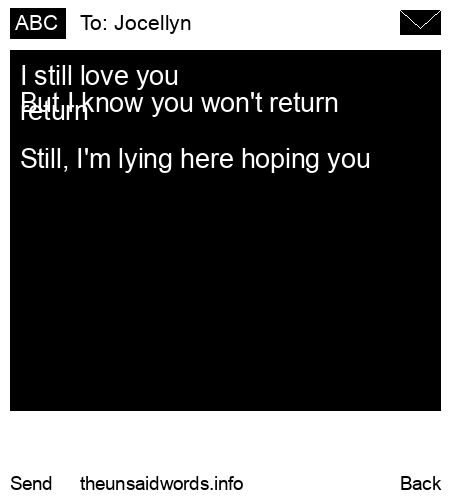 unsent message to Jocellyn