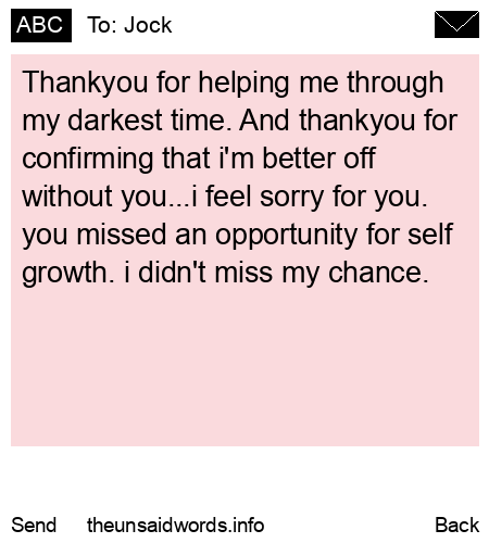 unsent message to Jock