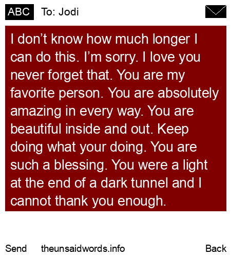 unsent message to Jodi